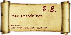 Pete Erzsébet névjegykártya